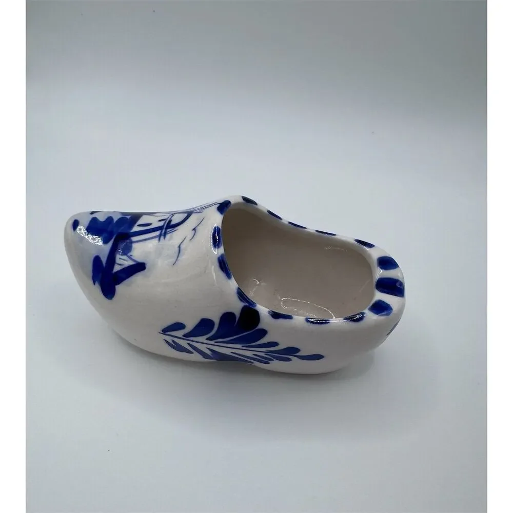 Vintage Delft Blue Hand Painted‎ Dutch Clog Shoe 4.5” Ceramic Decor Collectible - Picture 3 of 5